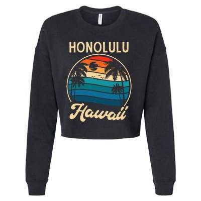 Retro Honolulu Hawaii Cropped Pullover Crew