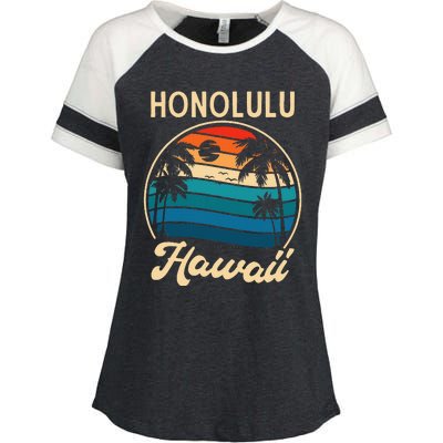 Retro Honolulu Hawaii Enza Ladies Jersey Colorblock Tee