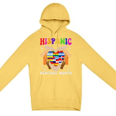 Retro Hispanic Heritage Month All Countries Heart Hand Gifts Gift Premium Pullover Hoodie