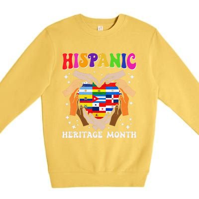 Retro Hispanic Heritage Month All Countries Heart Hand Gifts Gift Premium Crewneck Sweatshirt