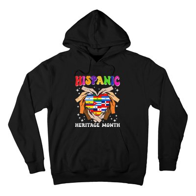 Retro Hispanic Heritage Month All Countries Heart Hand Gifts Gift Hoodie