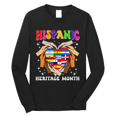 Retro Hispanic Heritage Month All Countries Heart Hand Gifts Gift Long Sleeve Shirt