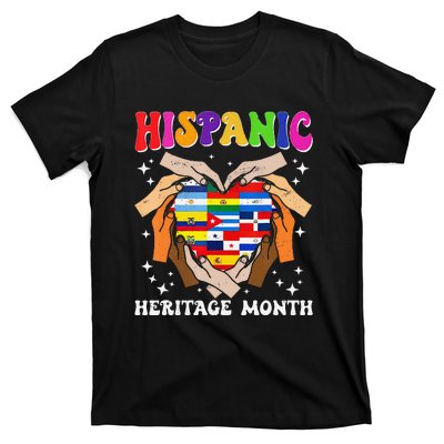 Retro Hispanic Heritage Month All Countries Heart Hand Gifts Gift T-Shirt