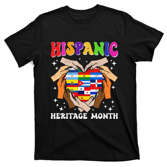 Retro Hispanic Heritage Month All Countries Heart Hand Gifts Gift T-Shirt