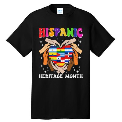 Retro Hispanic Heritage Month All Countries Heart Hand Gifts Gift Tall T-Shirt