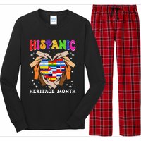 Retro Hispanic Heritage Month All Countries Heart Hand Gifts Gift Long Sleeve Pajama Set