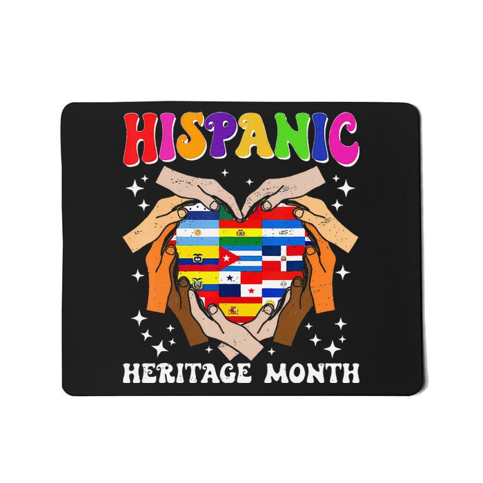 Retro Hispanic Heritage Month All Countries Heart Hand Gifts Gift Mousepad