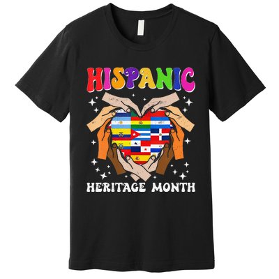 Retro Hispanic Heritage Month All Countries Heart Hand Gifts Gift Premium T-Shirt