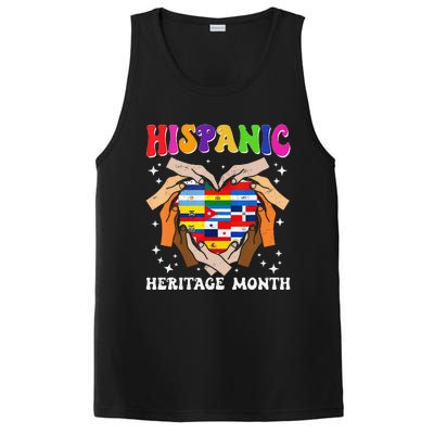 Retro Hispanic Heritage Month All Countries Heart Hand Gifts Gift PosiCharge Competitor Tank