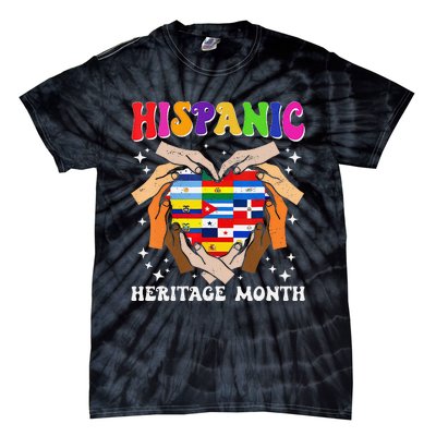 Retro Hispanic Heritage Month All Countries Heart Hand Gifts Gift Tie-Dye T-Shirt