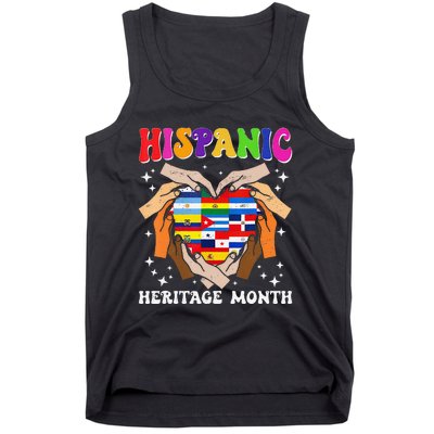 Retro Hispanic Heritage Month All Countries Heart Hand Gifts Gift Tank Top