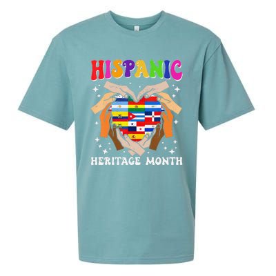 Retro Hispanic Heritage Month All Countries Heart Hand Gifts Gift Sueded Cloud Jersey T-Shirt