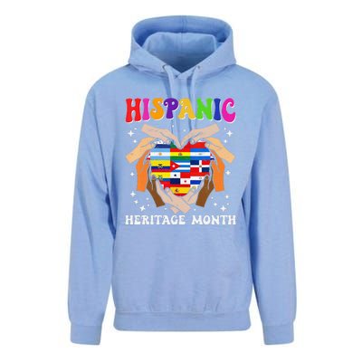 Retro Hispanic Heritage Month All Countries Heart Hand Gifts Gift Unisex Surf Hoodie