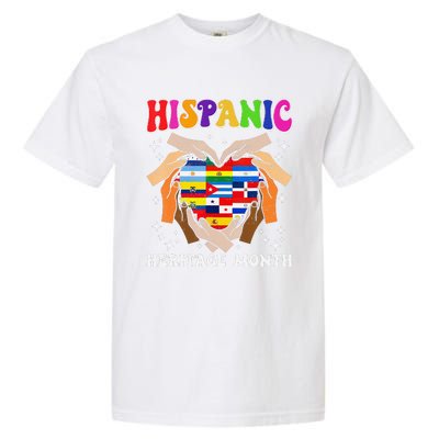 Retro Hispanic Heritage Month All Countries Heart Hand Gifts Gift Garment-Dyed Heavyweight T-Shirt