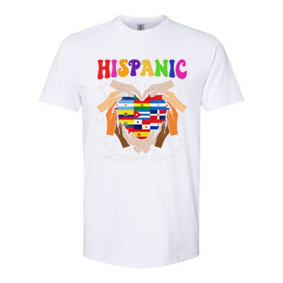 Retro Hispanic Heritage Month All Countries Heart Hand Gifts Gift Softstyle CVC T-Shirt