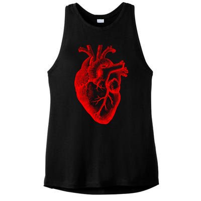 Red Hu Heart Anatomical Med Student Valentines Day Gift Ladies PosiCharge Tri-Blend Wicking Tank