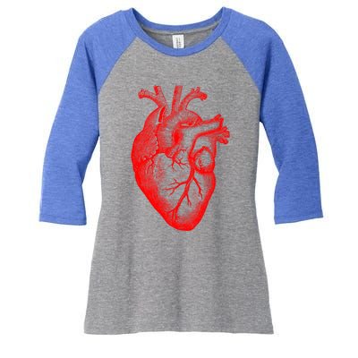 Red Hu Heart Anatomical Med Student Valentines Day Gift Women's Tri-Blend 3/4-Sleeve Raglan Shirt