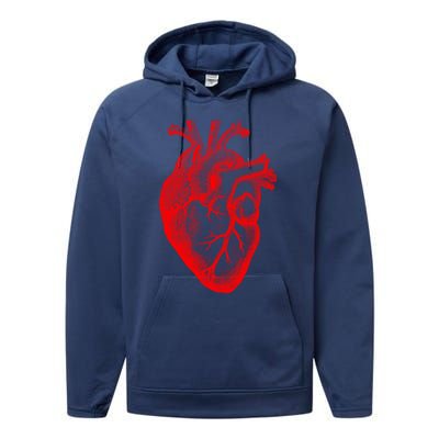 Red Hu Heart Anatomical Med Student Valentines Day Gift Performance Fleece Hoodie