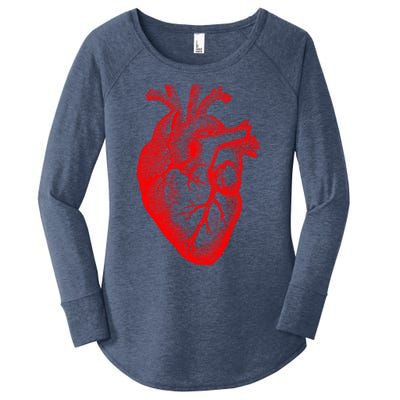 Red Hu Heart Anatomical Med Student Valentines Day Gift Women's Perfect Tri Tunic Long Sleeve Shirt