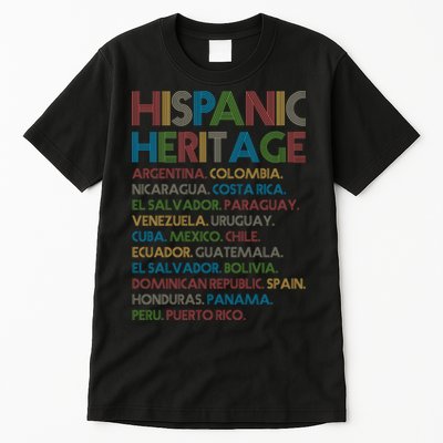 Retro Hispanic Heritage Month Countries Tall T-Shirt