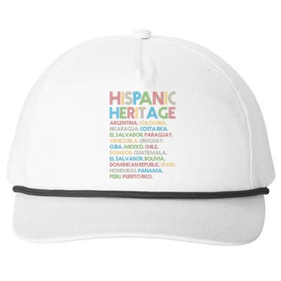 Retro Hispanic Heritage Month Countries Snapback Five-Panel Rope Hat