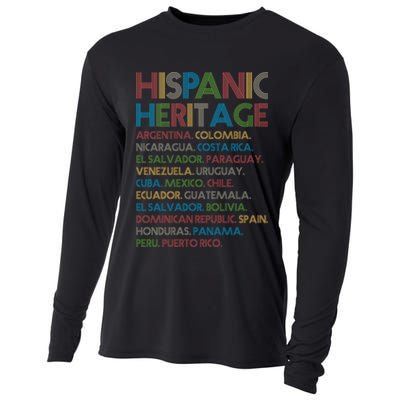 Retro Hispanic Heritage Month Countries Cooling Performance Long Sleeve Crew