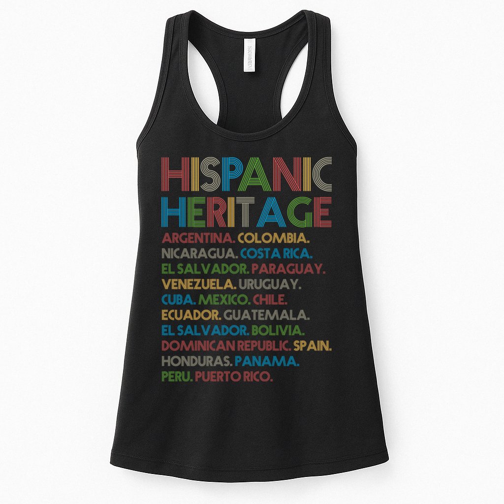 Retro Hispanic Heritage Month Countries Womens Tank Top