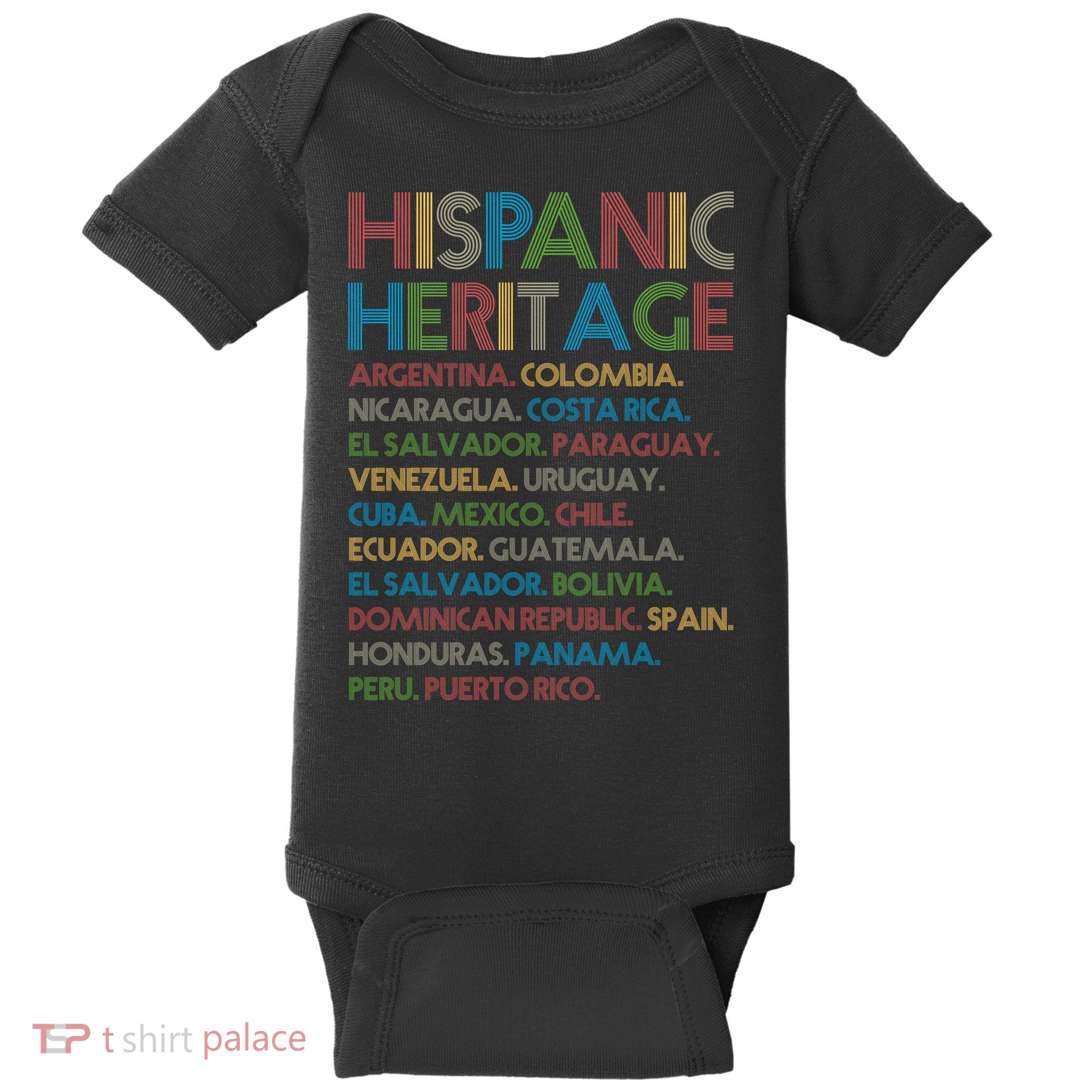 Retro Hispanic Heritage Month Countries Baby Bodysuit