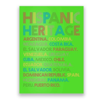 Retro Hispanic Heritage Month Countries Poster