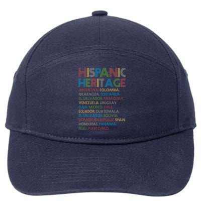 Retro Hispanic Heritage Month Countries 7-Panel Snapback Hat