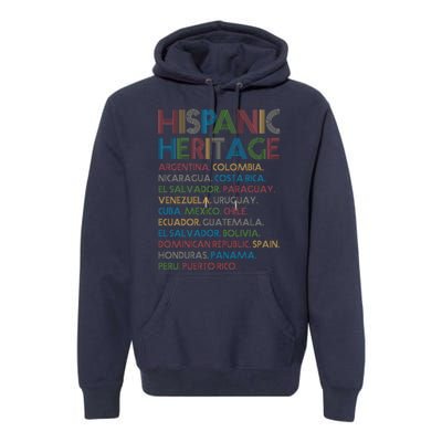 Retro Hispanic Heritage Month Countries Premium Hoodie