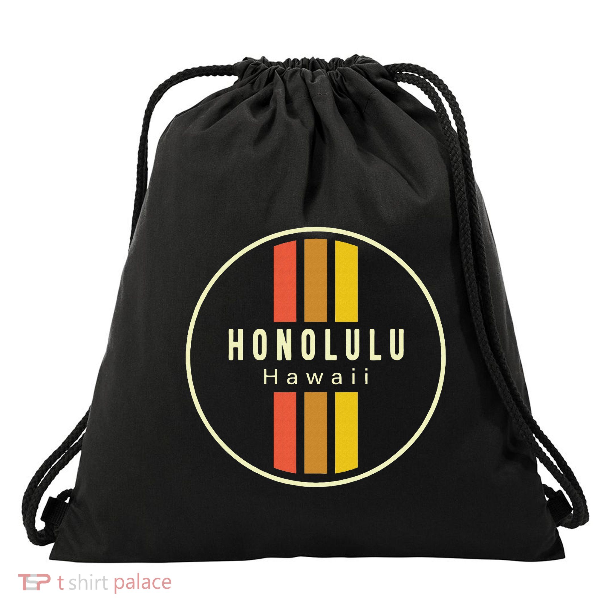 Retro Honolulu Hawaii Drawstring Bag