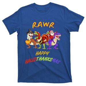 Rawr Happy Hallothanksmas Halloween Thanksgiving Christmas Gift T-Shirt