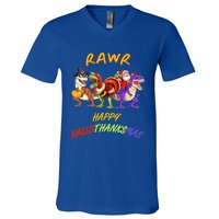 Rawr Happy Hallothanksmas Halloween Thanksgiving Christmas Gift V-Neck T-Shirt