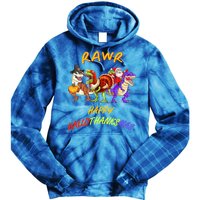 Rawr Happy Hallothanksmas Halloween Thanksgiving Christmas Gift Tie Dye Hoodie