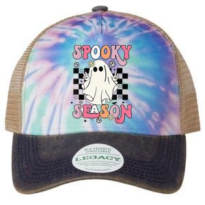 Retro Hippie Halloween Cute Ghost Spooky Season Funny Gifts Legacy Tie Dye Trucker Hat