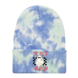 Retro Hippie Halloween Cute Ghost Spooky Season Funny Gifts Tie Dye 12in Knit Beanie