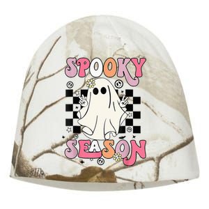 Retro Hippie Halloween Cute Ghost Spooky Season Funny Gifts Kati - Camo Knit Beanie