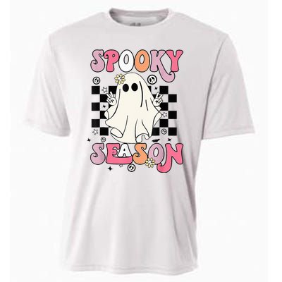 Retro Hippie Halloween Cute Ghost Spooky Season Funny Gifts Cooling Performance Crew T-Shirt