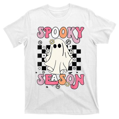 Retro Hippie Halloween Cute Ghost Spooky Season Funny Gifts T-Shirt