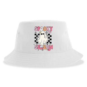 Retro Hippie Halloween Cute Ghost Spooky Season Funny Gifts Sustainable Bucket Hat