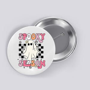 Retro Hippie Halloween Cute Ghost Spooky Season Funny Gifts Button