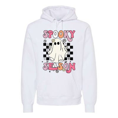 Retro Hippie Halloween Cute Ghost Spooky Season Funny Gifts Premium Hoodie