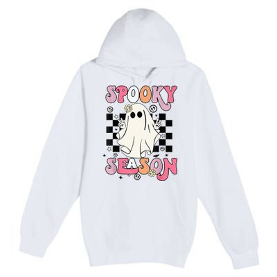 Retro Hippie Halloween Cute Ghost Spooky Season Funny Gifts Premium Pullover Hoodie