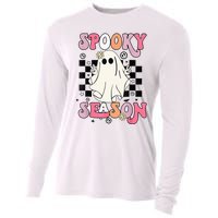 Retro Hippie Halloween Cute Ghost Spooky Season Funny Gifts Cooling Performance Long Sleeve Crew