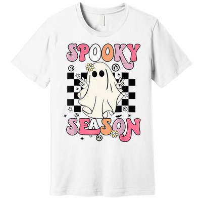 Retro Hippie Halloween Cute Ghost Spooky Season Funny Gifts Premium T-Shirt