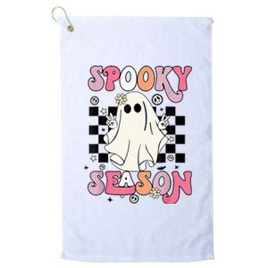 Retro Hippie Halloween Cute Ghost Spooky Season Funny Gifts Platinum Collection Golf Towel