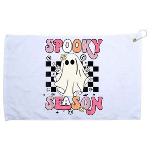 Retro Hippie Halloween Cute Ghost Spooky Season Funny Gifts Grommeted Golf Towel