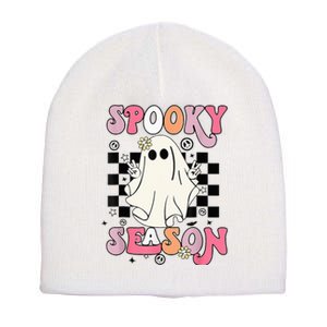 Retro Hippie Halloween Cute Ghost Spooky Season Funny Gifts Short Acrylic Beanie