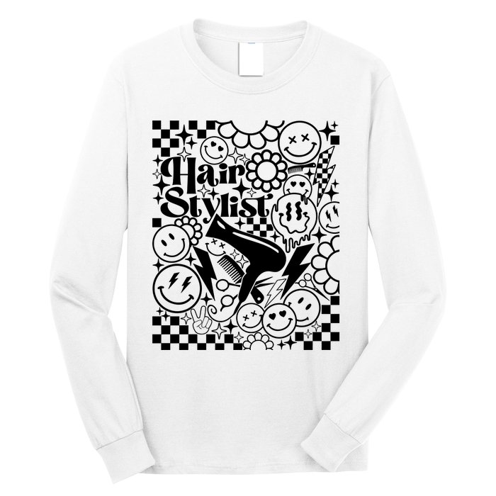 Retro Hairstylist Hair Stylist Gift Idea Trending Hairdresser Funny Long Sleeve Shirt